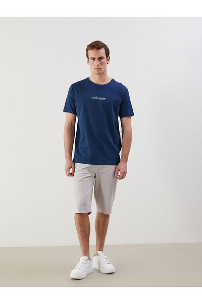 LC Waikiki Tricou pentru bărbați din bumbac pieptănat cu mânecă scurtă cu decolteu