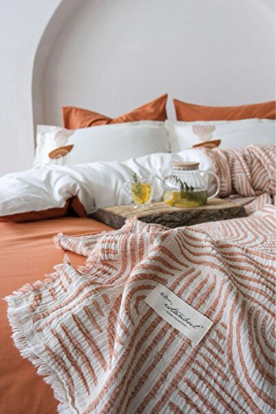 İyi Geceler İstanbul Babil 100% Cotton Natural Double Duvet Cover Muslin Pique Set 7 Pieces