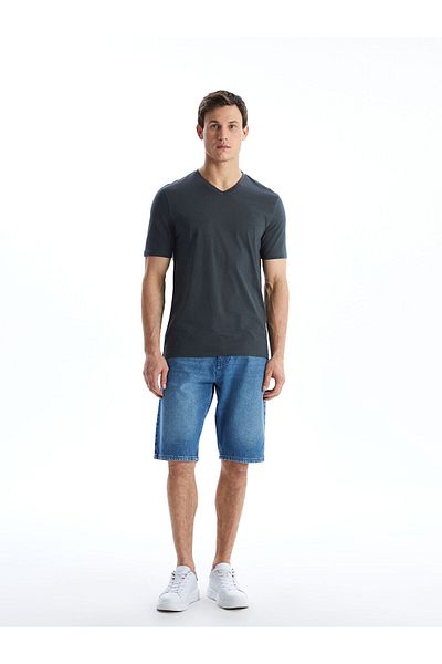 LC Waikiki V-Neck Short Sleeve Combed Cotton Men's T-Shirt