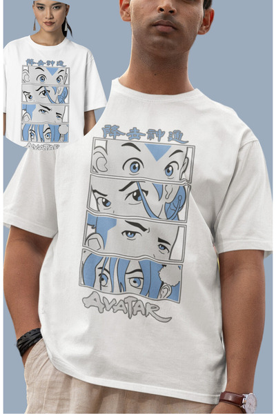 Fuddy Moda Tricou cu imprimeu Avatar Aang Katara Sokka Beifong, tricou imprim...