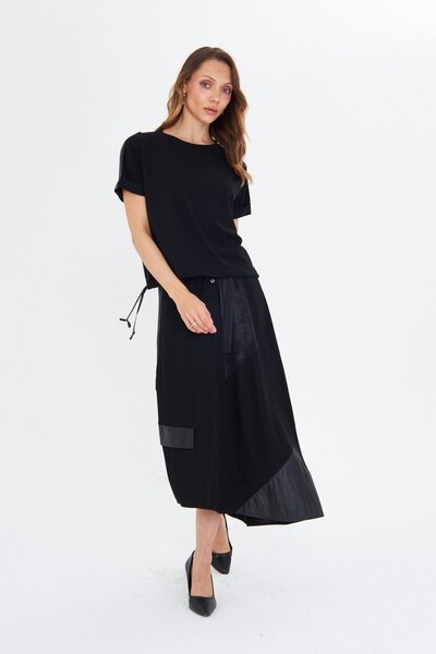 LAMANTE YARIM KOLLU SİYAH BASIC BLUZ