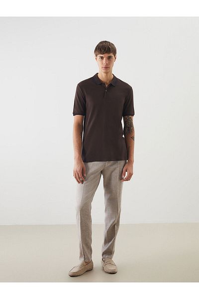 LC Waikiki Polo Neck Short Sleeve Men's Textured T-Shirt
