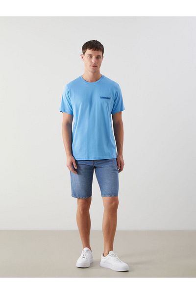 LC Waikiki Tricou pentru bărbați din bumbac pieptănat cu mânecă scurtă cu decolteu