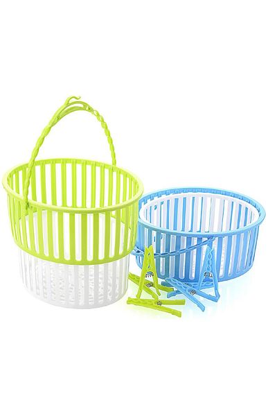 Generic 40-Piece Clothes Pegs Set with Extendable Basket