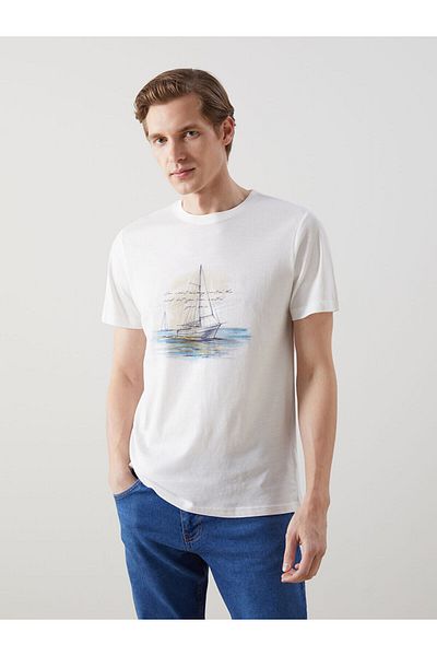 LC Waikiki Crew Neck Short Sleeve Printed Combed Cotton Men's T-Shirt