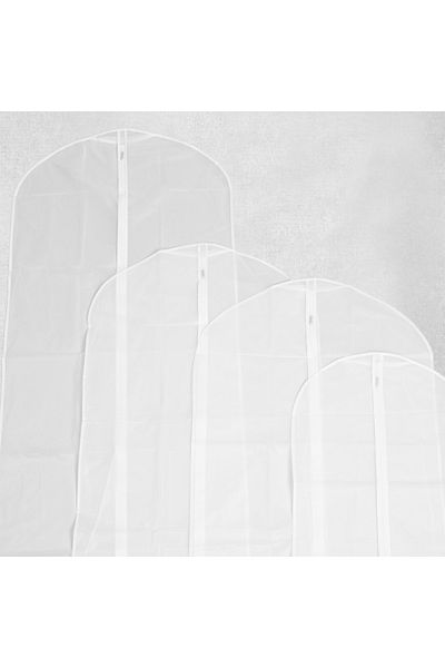 Muchmy 4 Pieces White Clothes Coat Dust Proof Covers Multi Size Zipper Laundry Storage Hanging Cover Set