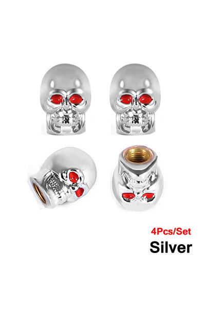 Choice Silver AUTCOAT 4Pcs/Set Universal Car Skull Style Antirust Copper Core...