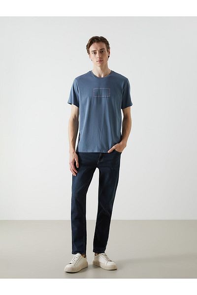 LC Waikiki Tricou pentru bărbați din bumbac pieptănat cu mânecă scurtă cu decolteu