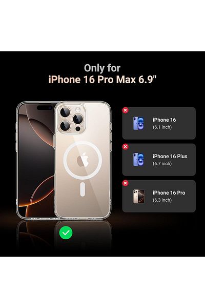 AWH iPhone 16 Pro Max Case MagSafe (MagU), Revolutionary iCrystal Tech Clear Cover