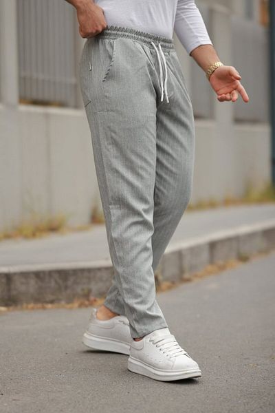 Femella Women Fashion Men's Waist Lace-Up Striped Pants