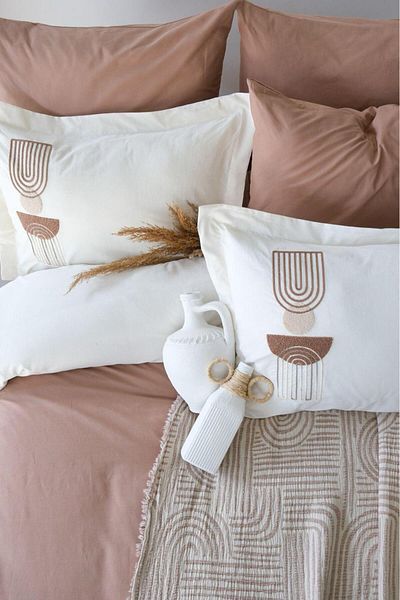 İyi Geceler İstanbul Babil 100% Cotton Natural Double Duvet Cover Muslin Pique Set 7 Pieces