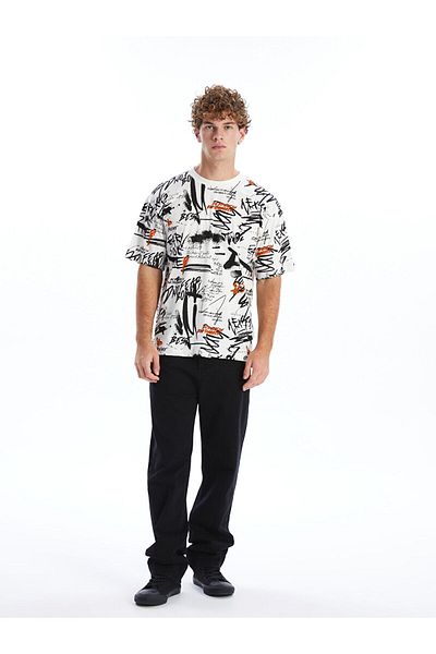 LC Waikiki Crew Neck Short Sleeve Printed Combed Cotton Men's T-Shirt
