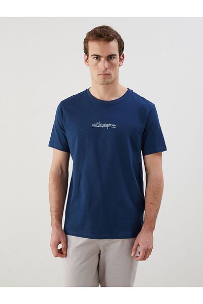 LC Waikiki Tricou pentru bărbați din bumbac pieptănat cu mânecă scurtă cu decolteu