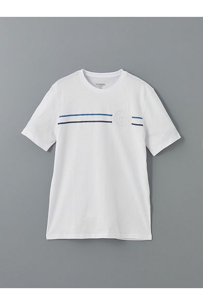 LC Waikiki Tricou pentru bărbați din bumbac pieptănat cu mânecă scurtă cu decolteu