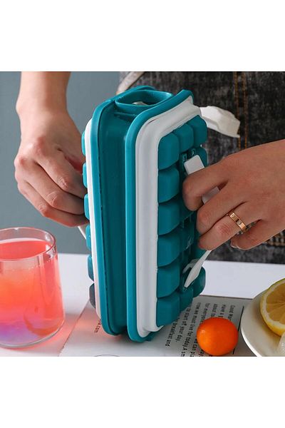 Skygo 32 Compartment Ice Mold - Plastic Cube Freezer with Openable Silicone Compartment