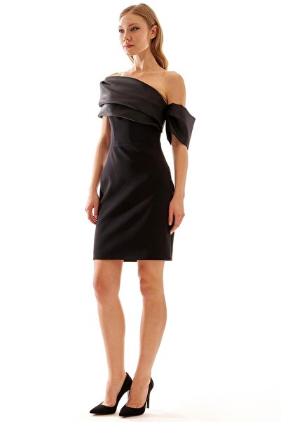 Elbisemhazır Omuz Dekolteli Kadın Mini Abiye Elbise