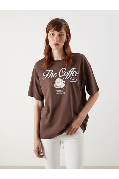 LC Waikiki Crew Neck Printed Oversize Women's T-Shirt