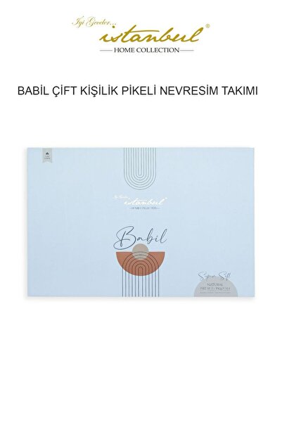 İyi Geceler İstanbul Babil 100% Cotton Natural Double Duvet Cover Muslin Pique Set 7 Pieces