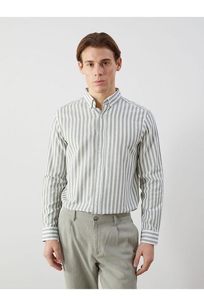 LC Waikiki Regular Fit Long Sleeve Striped Poplin Men's Shirt