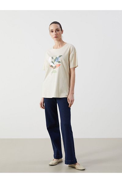 LC Waikiki Tricou de damă cu gât cu flori