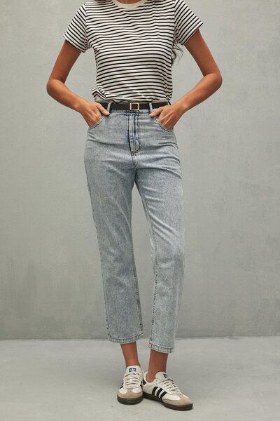 Fahhar Straight Fit Denim Pantolon Donuk Mavi