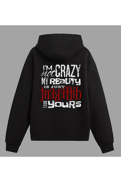 Edizen I'm Not Crazy Hoodie Unisex Oversize 100% βαμβακερό φούτερ με μαύρη κουκούλα