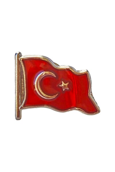 Türk Bayrağı Mineli Yaka Rozeti (İğneli)