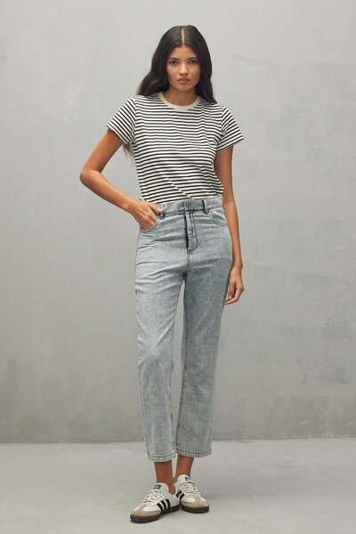 Fahhar Straight Fit Denim Pantolon Donuk Mavi