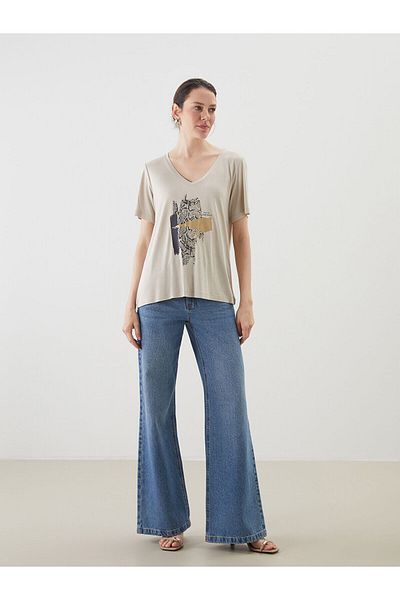 LC Waikiki V-Neck Printed Women's T-Shirt