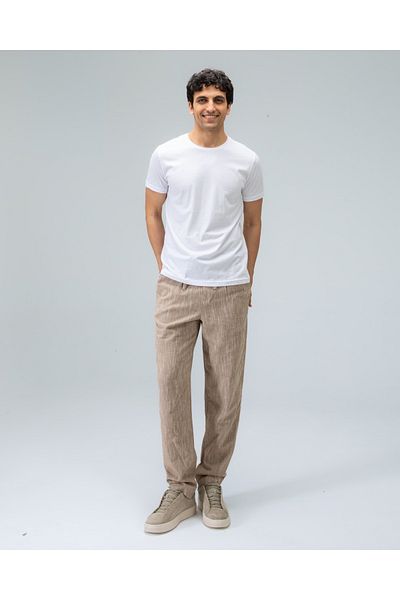 Tt Line Linen Oversize Elastic Waist Lace-Up Men's Trousers