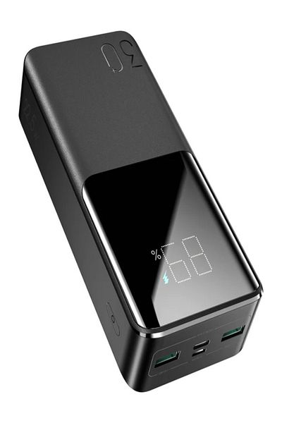 Joyroom 30000mah 2 Input 3 Output Power Bank Big Led Display, External Battery Charger Black
