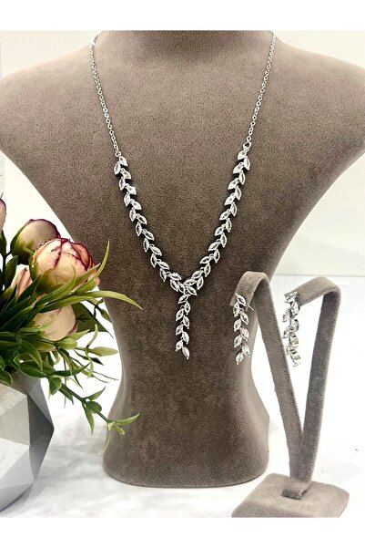 ZİRKONTAŞ Zirkon Taşlı Çelik Silver Model Set (Set4)