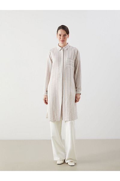 LC Waikiki Striped Linen Look Women's Shirt Tunic