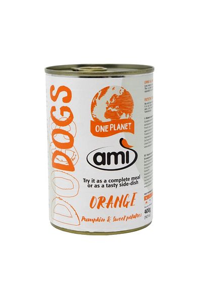 Ami Wet Dog Food, Ami Dog Vegan Premium, Orange, Pumpkin and Sweet Potato, Canned 400 g
