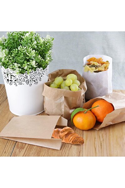 roco paper Körüklü Kraft Kese Kağıdı, Çizgili Şamua Kağıt Poşet, Hediye Ambalaj Poşeti, 50 Adet, 15x24 Cm