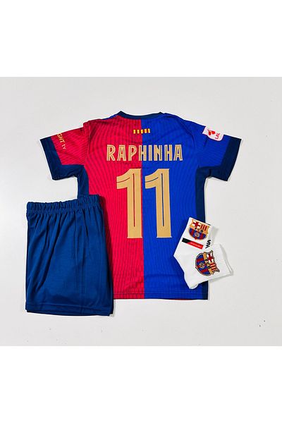 DAYIBALI DÜKKAN DAYIBALI FCB 2024/25 الموسم الجديد Raphinha Kids Jersey 4-pack (مجموعة شعار)