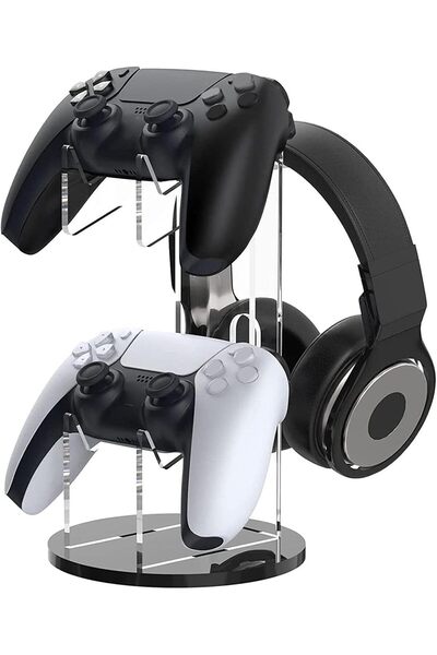 CigarFort Konsol Joystick Gamepad Kumanda Standı Xbox PS4 PS5 Uyumlu Akrilik Şeffaf Kulaklık Kol Tutucu