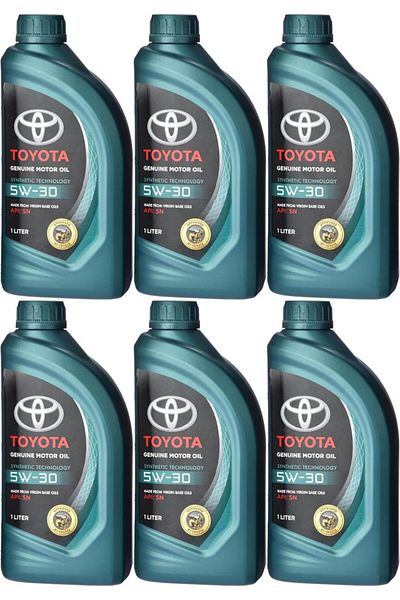 Toyota Genuine Toyota Motor Oil 5W-30 SN - Fully Synthetic for High Engine Performance and Lasting Protection / (6 Packs * 1 Liter)