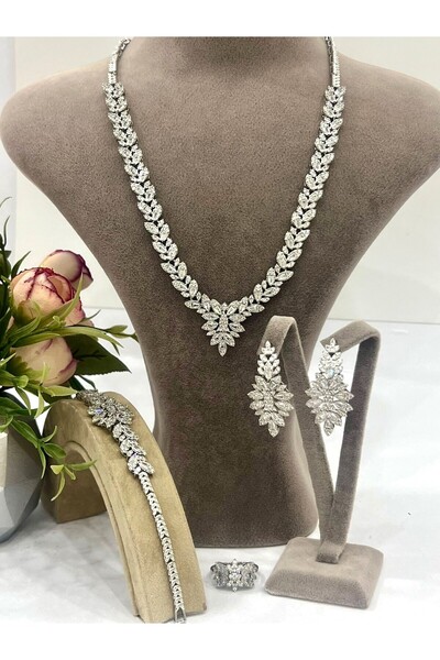 ZİRKONTAŞ Zirkon Taşlı Çelik Silver Model Set (Set6)