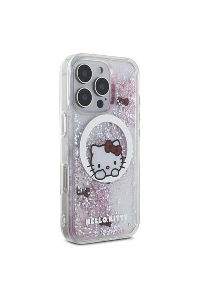 Hello Kitty Carcasă pentru iPhone 16 Pro Max, cu sclipici lichid, rigidă - albă