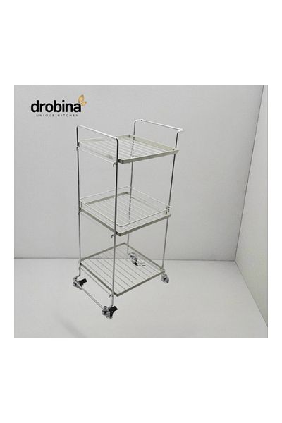 drobina طاولة تقديم للأكل والمشروبات اكريلك من دروبينا | عربة تقديم اكريلك من دروبينا مستطيل 3 دور بيج