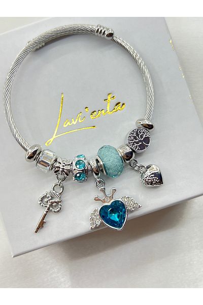 Lavienta Steel Bracelet with Silver Charm