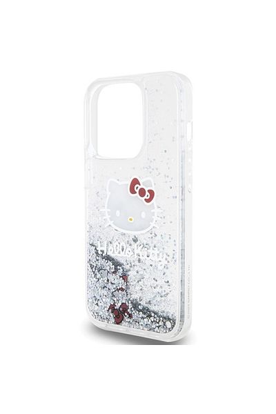 Hello Kitty Carcasă pentru iPhone 14 Pro Max, cu sclipici lichid, Hello Kitty - Argintie