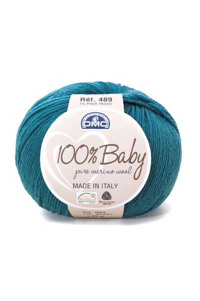 Dmc Wool yarn for knitting and crocheting 100% Baby Pure Merino Wool, 50g/225m, turquoise/84