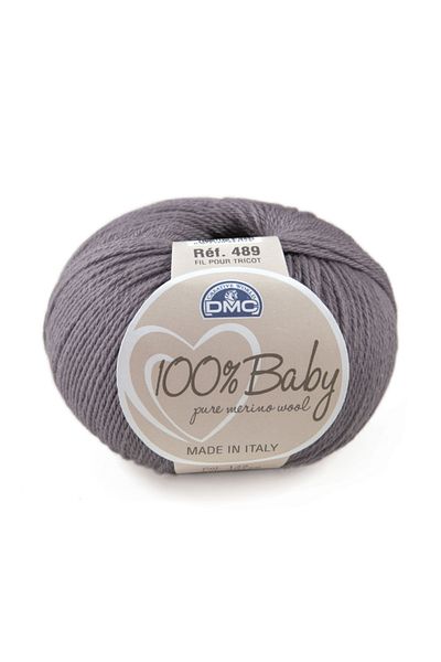 Dmc Wool yarn for knitting and crocheting 100% Baby Pure Merino Wool, 50g/225m, grey/122