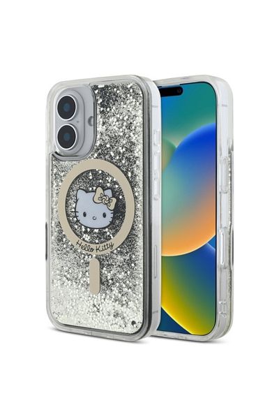 Hello Kitty Case for iPhone 16, Hardcase Liquid Glitter, Hello Kitty - Black