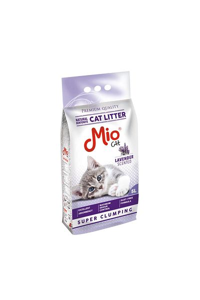 MİO Cat Litter, Mio Cat, Natural Bentonite, Lavender, large grain, Standard, 2 - 4 mm, 5 L Bag