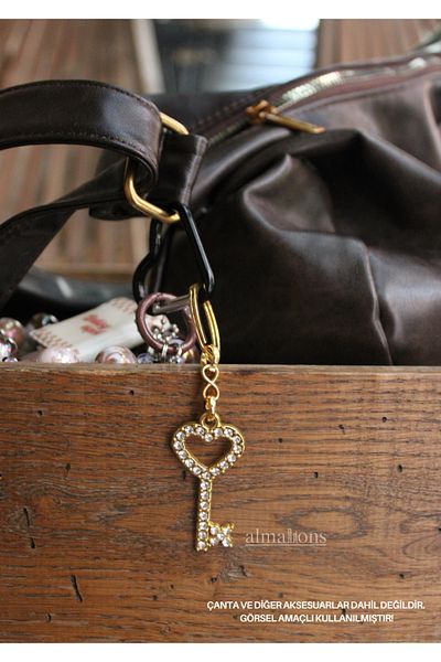 almalions Metal Heart Key Keychains Gold and Silver Bag Ornament Key Ring 2 Pcs
