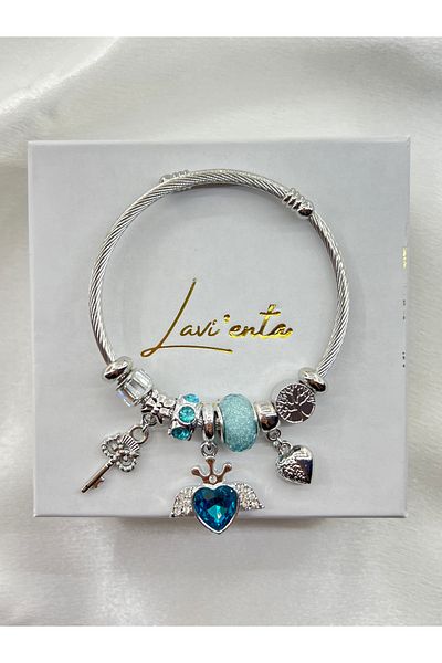 Lavienta Steel Bracelet with Silver Charm