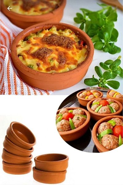 NADİR 6-Piece Clay Casserole Set Rice Pudding and Casserole Container Bowl